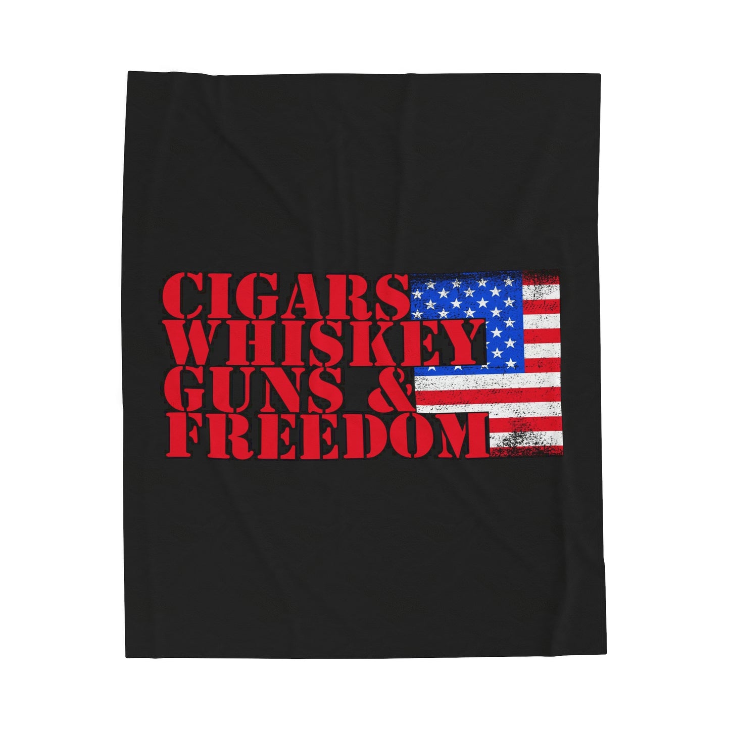 Velveteen Plush Blanket Cigars and Whiskey American Made