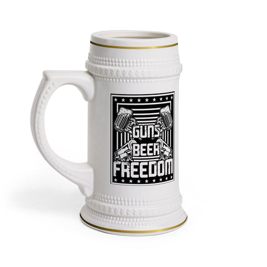Guns, Beer and Freedom with the American Patriots Sytle Stein Mug