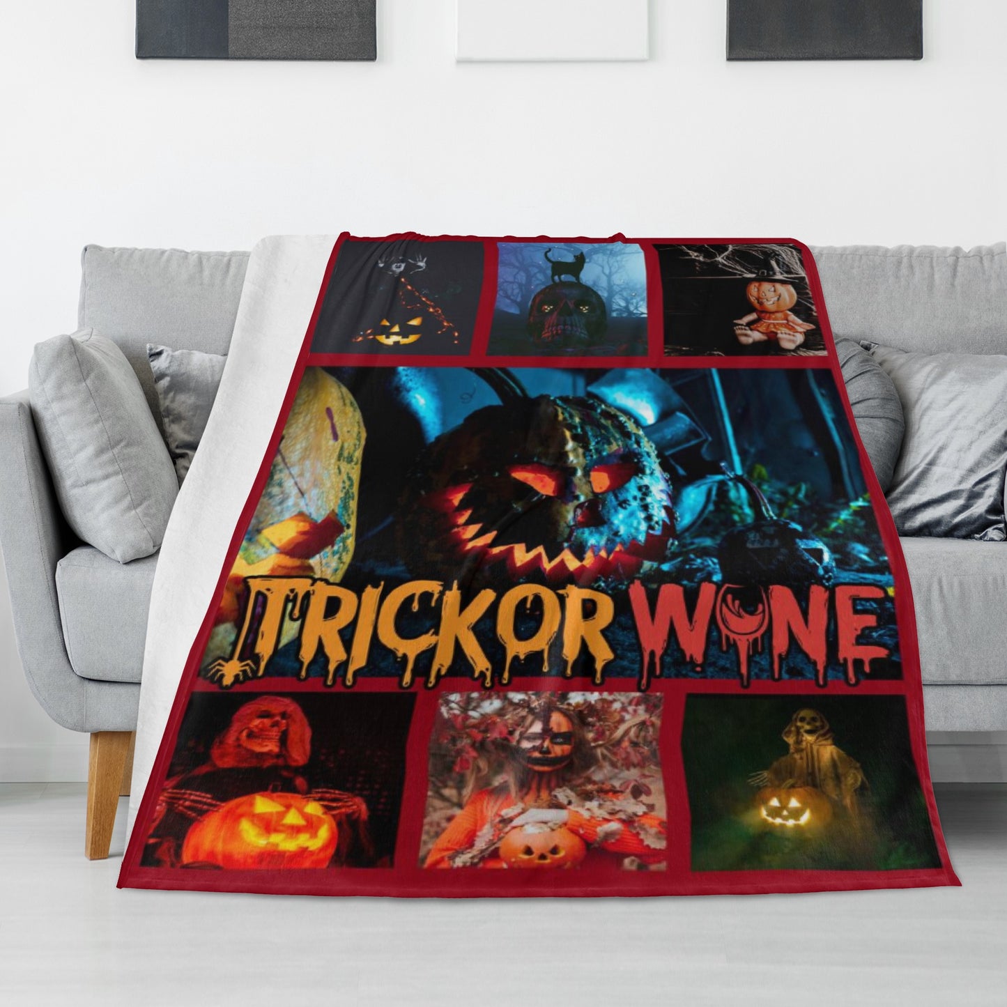 Trick or Wine Vertical Flannel Breathable Blanket 4 Sizes