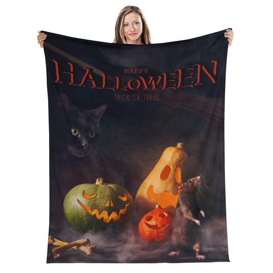 Happy Halloween Trick or Treat Vertical Flannel Breathable Blanket 4 Sizes