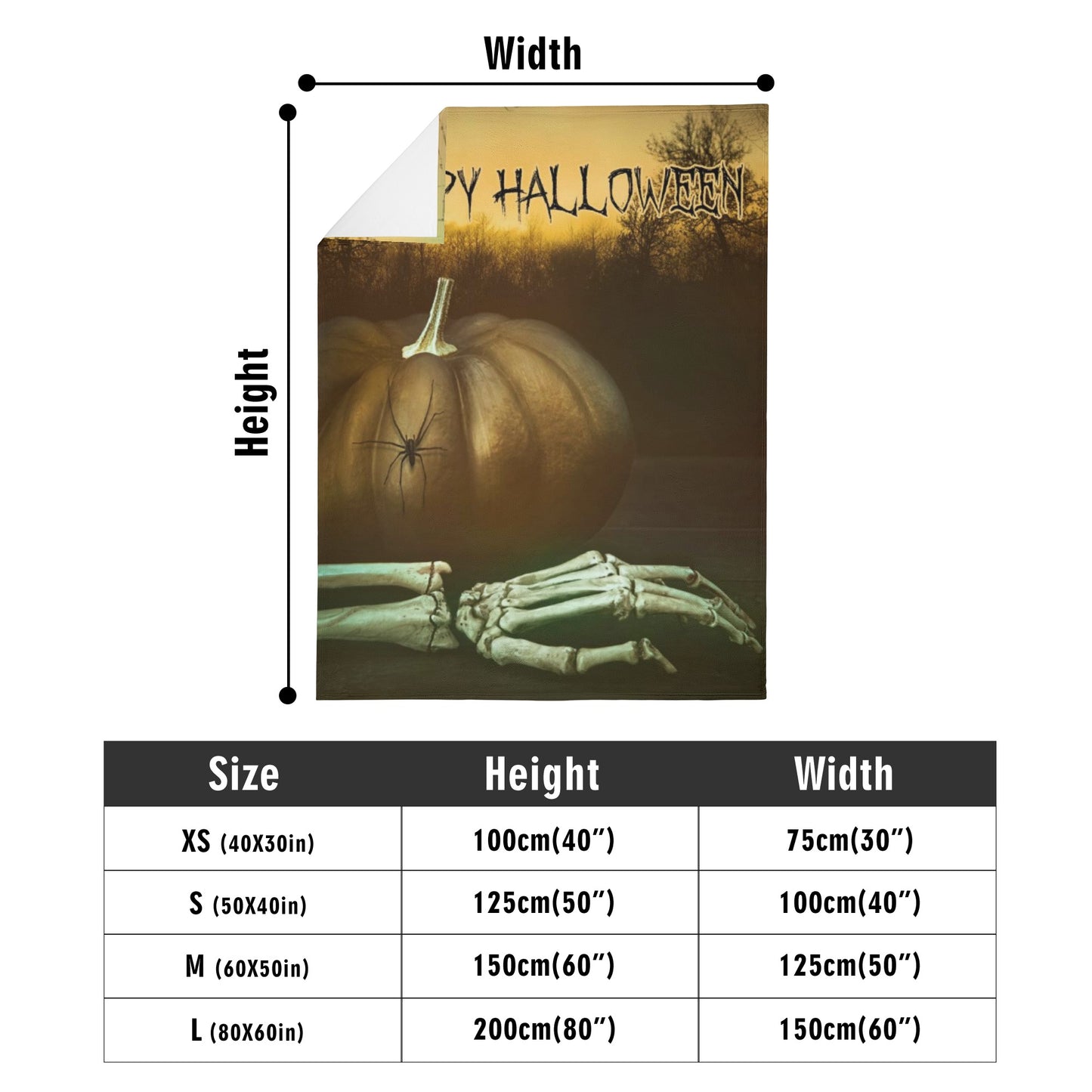 Happy Halloween Vertical Flannel Breathable Blanket 4 Sizes