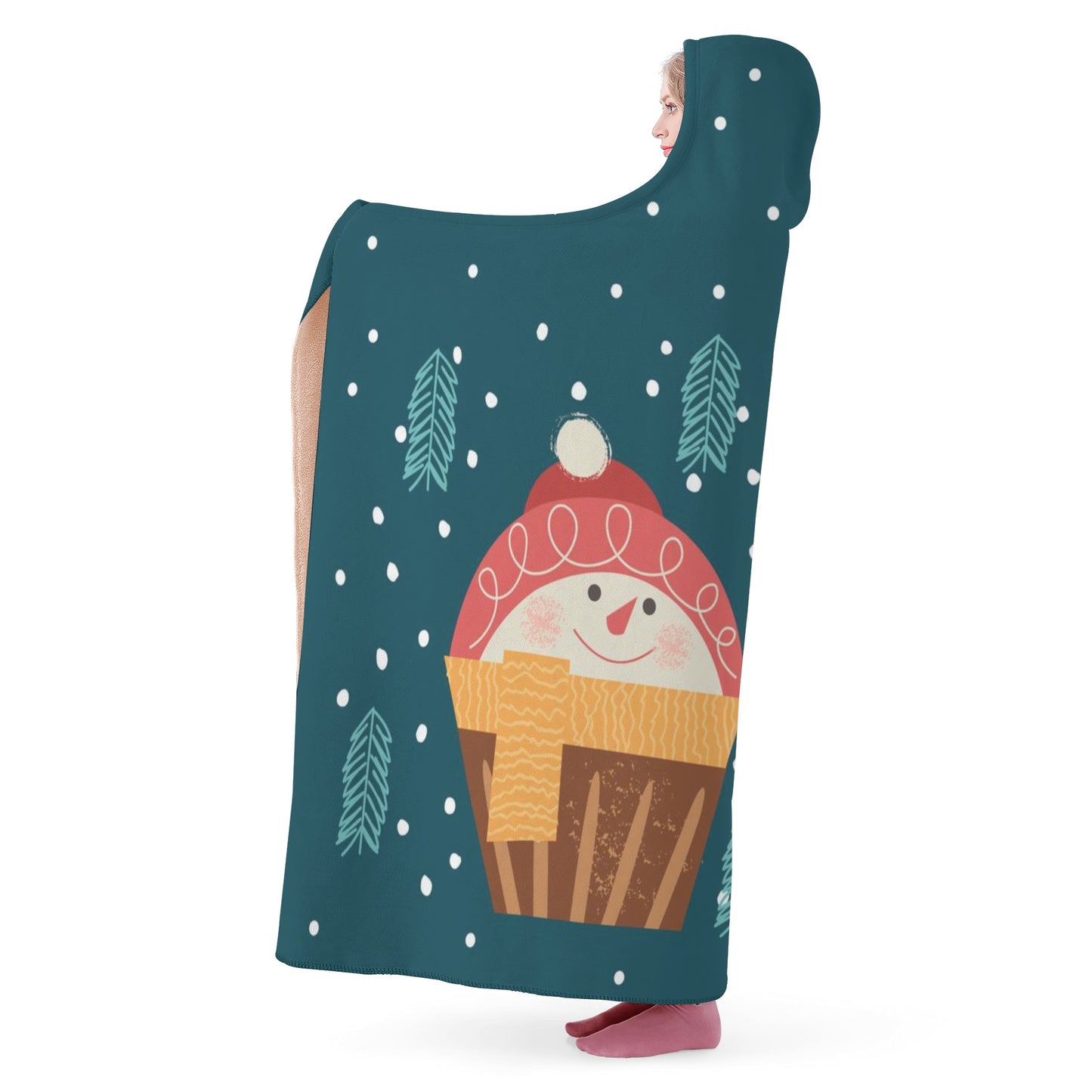 Christmas Cake with Mrs. Claus and Santa Hooded Blanket