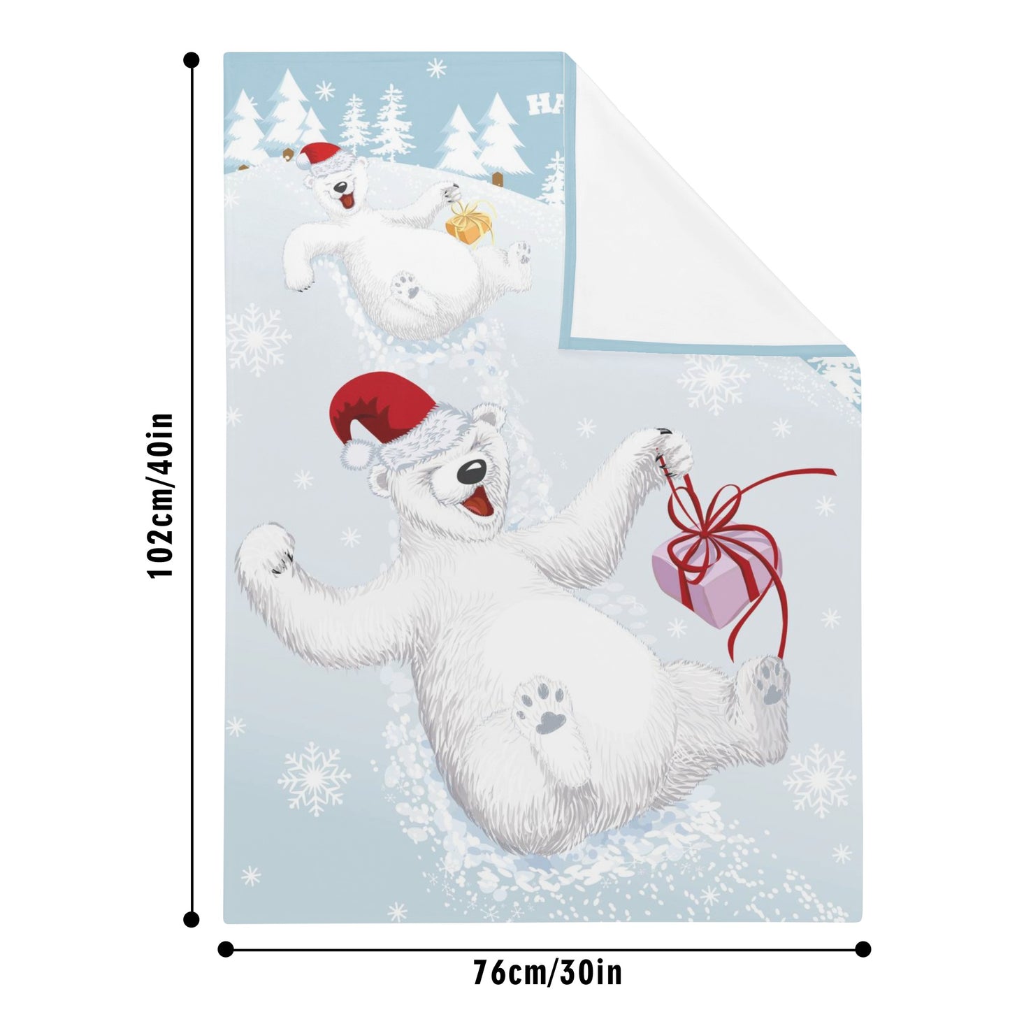 A New Years Polar Bear Soft Flannel Breathable Blanket for Babies and Tots