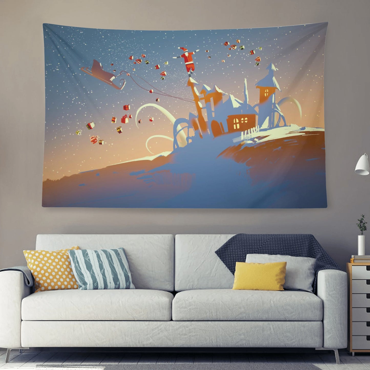 Santa Is Coming With This Polyester Peach Skin Wall Tapestry 6 Sizes