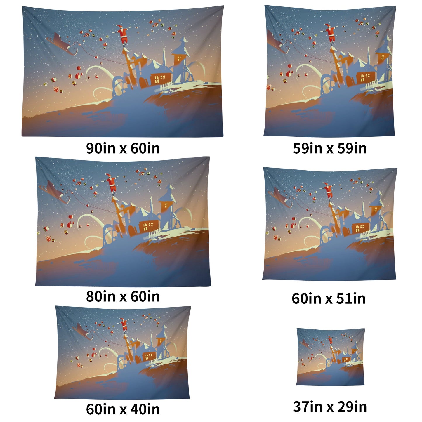 Santa Is Coming With This Polyester Peach Skin Wall Tapestry 6 Sizes