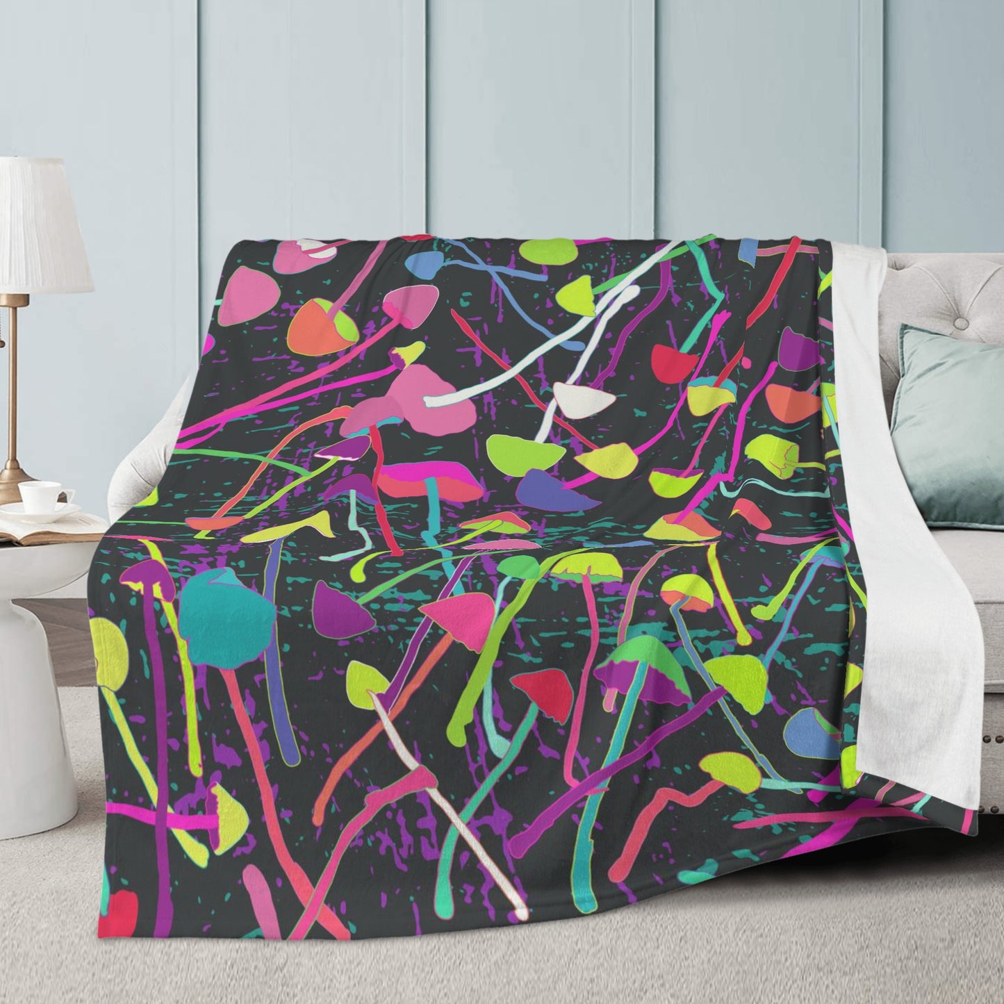 A Micro version of Taste the Rainbow with this Psychedelic Fleece Blanket