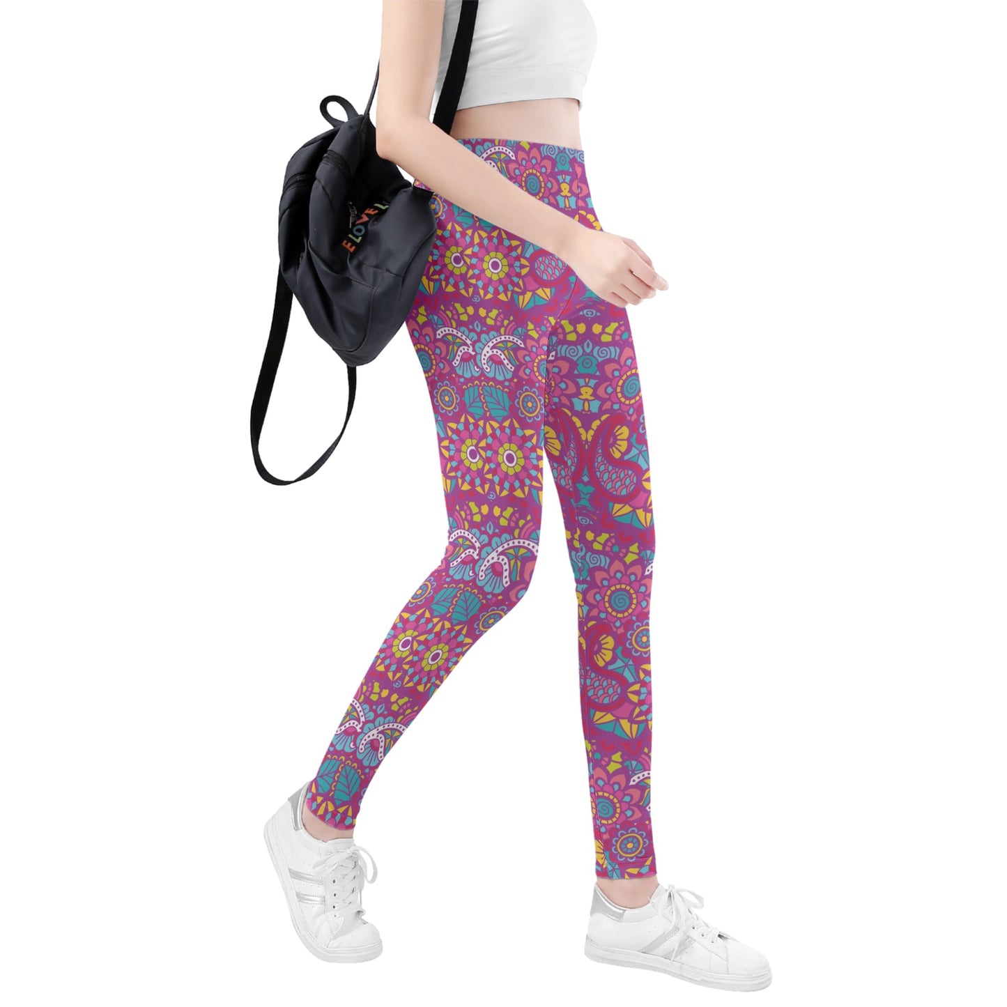 Pink and Blue Multi-Color Womens Leggings that provide a perfect fit
