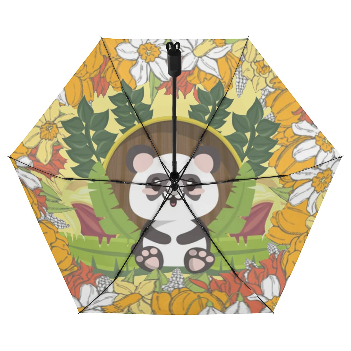 Panda Print Lightweight Manual Folding Umbrella Printing Outside