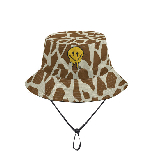 Melting Emoji on Cheetah Fishermans Hat For the Hottest of Days