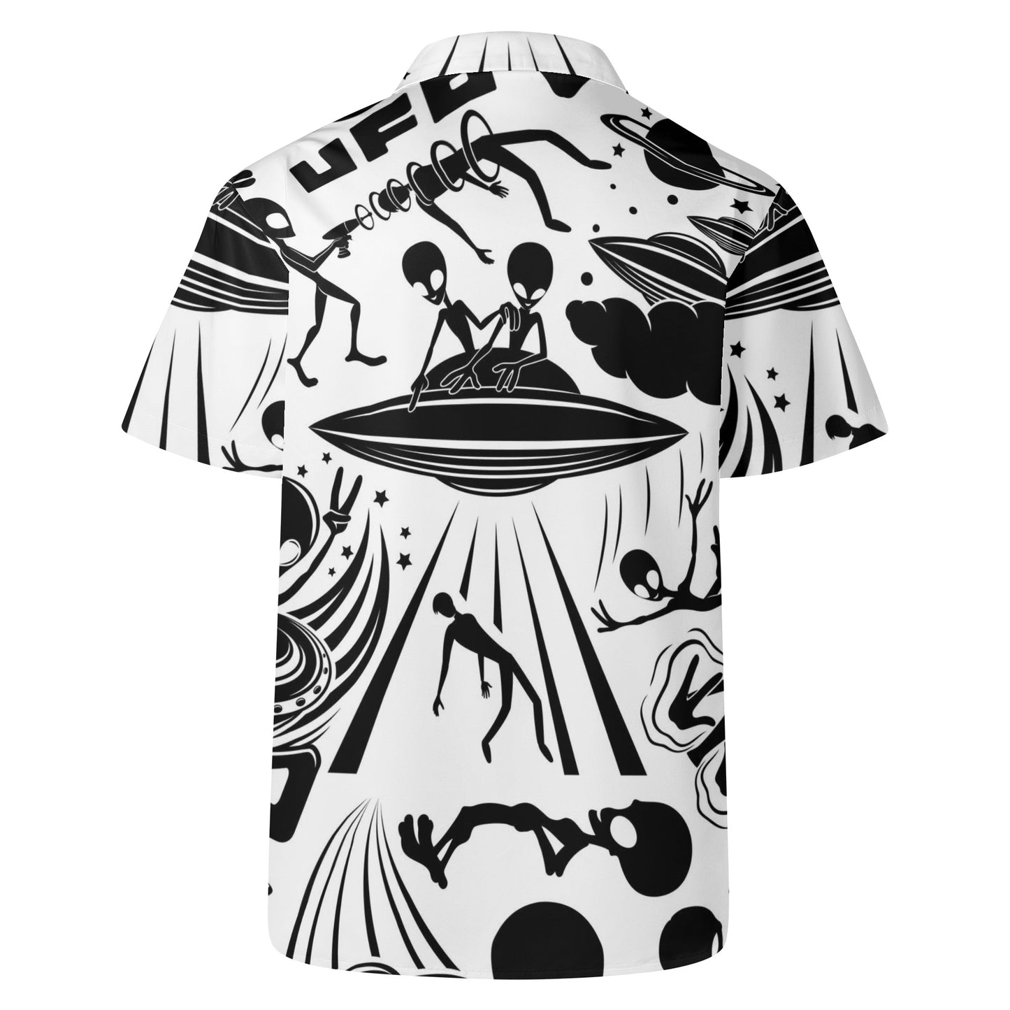 Black and White UFO Sightings Mens Hawaiian Casual Shirt Great Gift for Dad