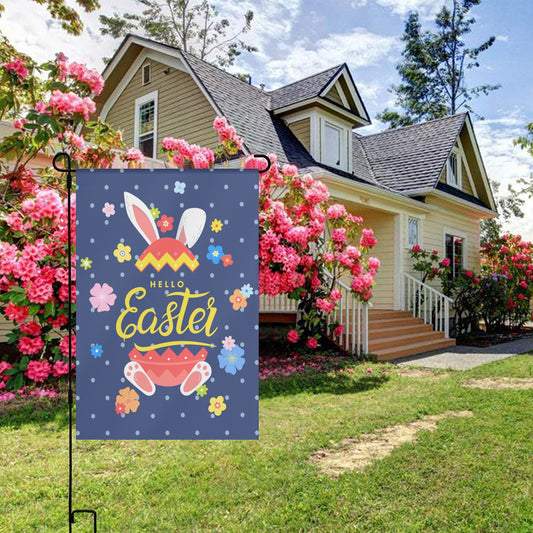 Happy Easter Bunny on a Satin Garden Flags 12X18 In