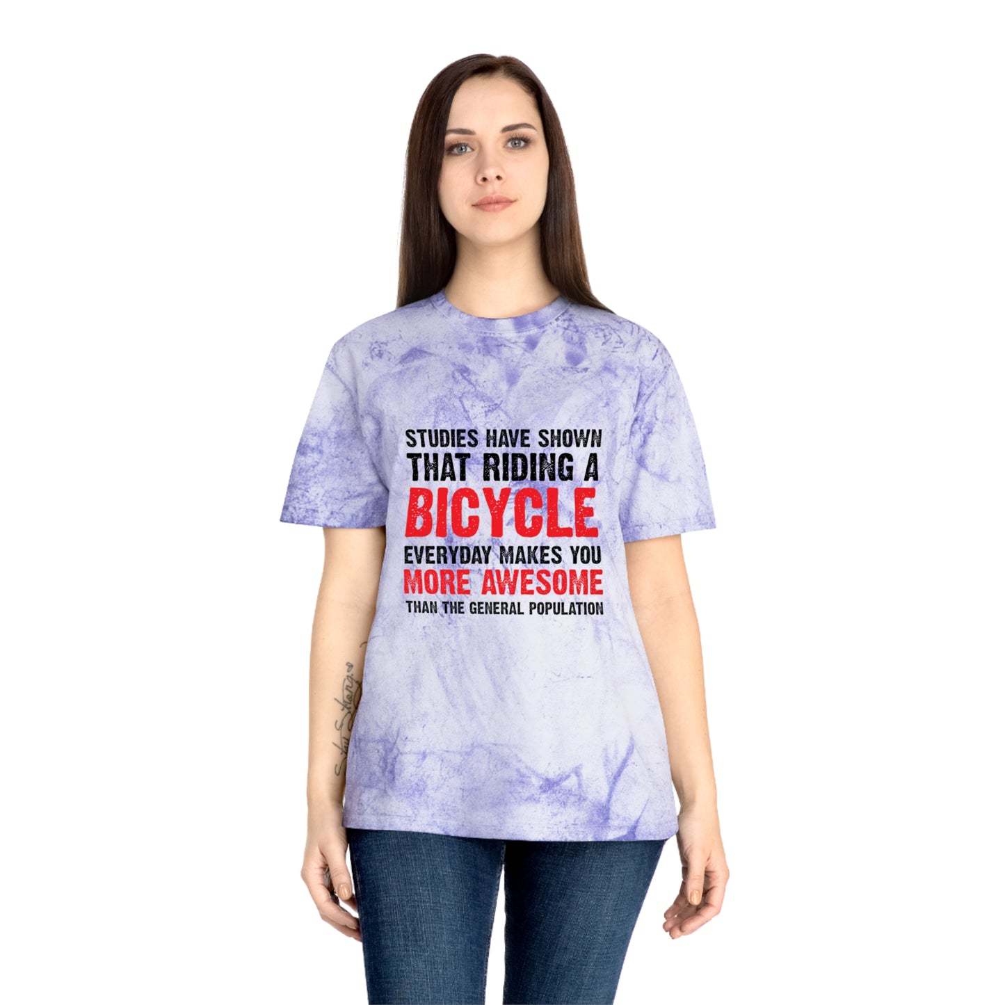 Riding a Bike Makes You Cool Unisex Color Blast T-Shirt