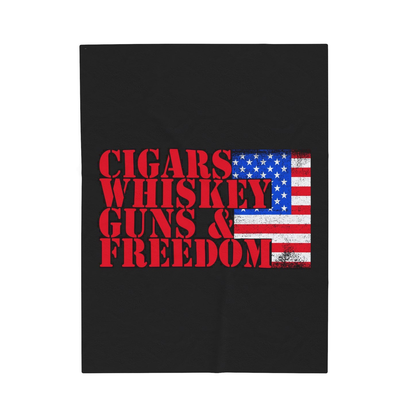Velveteen Plush Blanket Cigars and Whiskey American Made