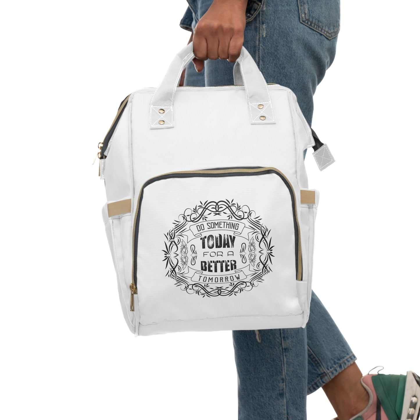 Multifunctional Diaper Backpack Motivational Design