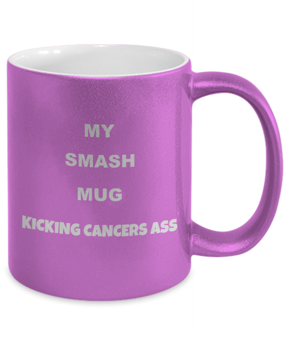 Kicking Cancers Ass Smash Mug metallic Pink