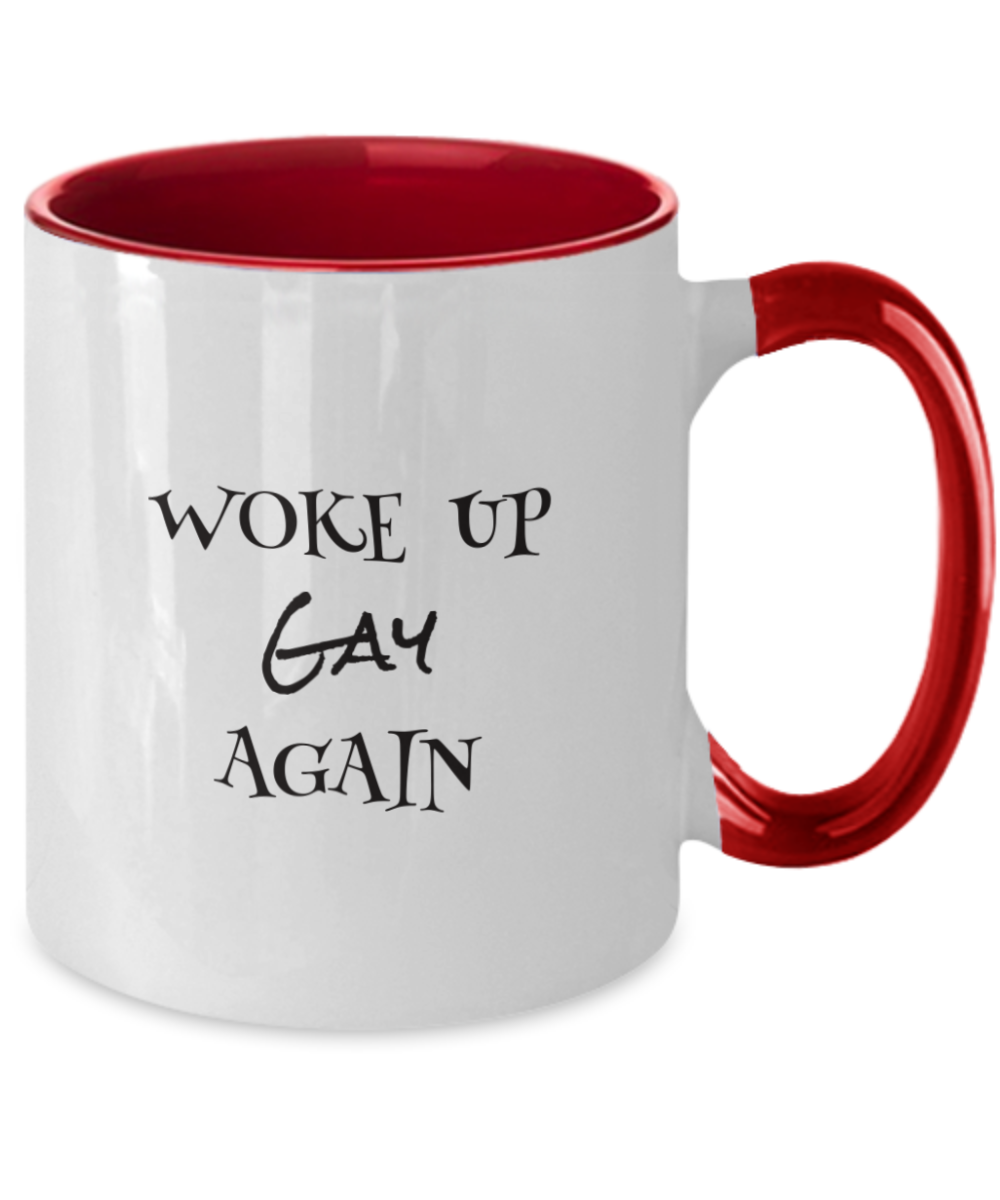 Lgbt++ "Woke Up Gay Again" Multi Color Pride Mug with color choice options