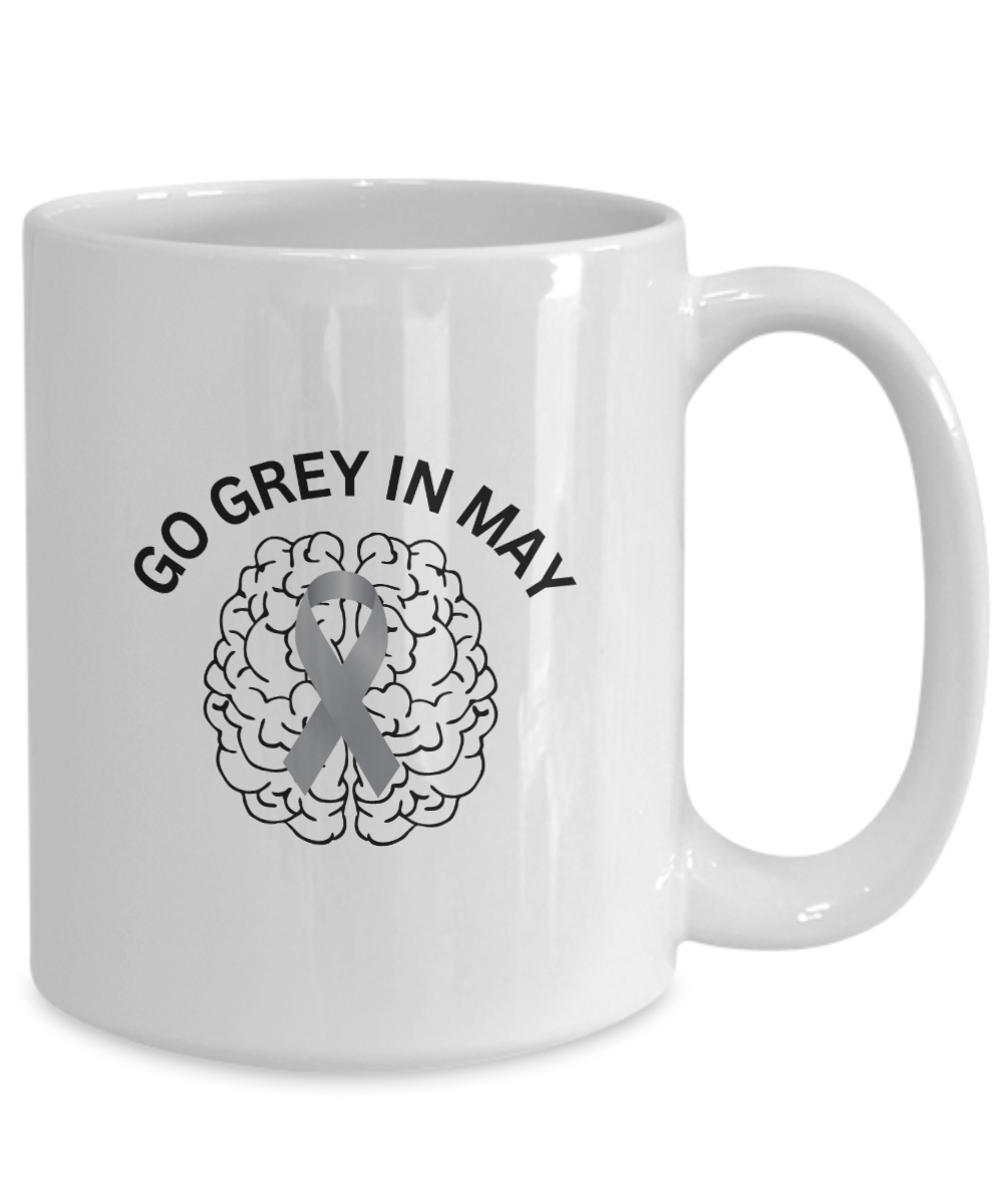 Brain Cancer Awareness Mug "Go Grey in May" Available In 2 Sizes