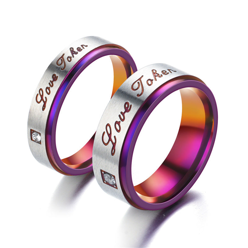 European And American Fashion Couple Colorful Purple Ring Personalized