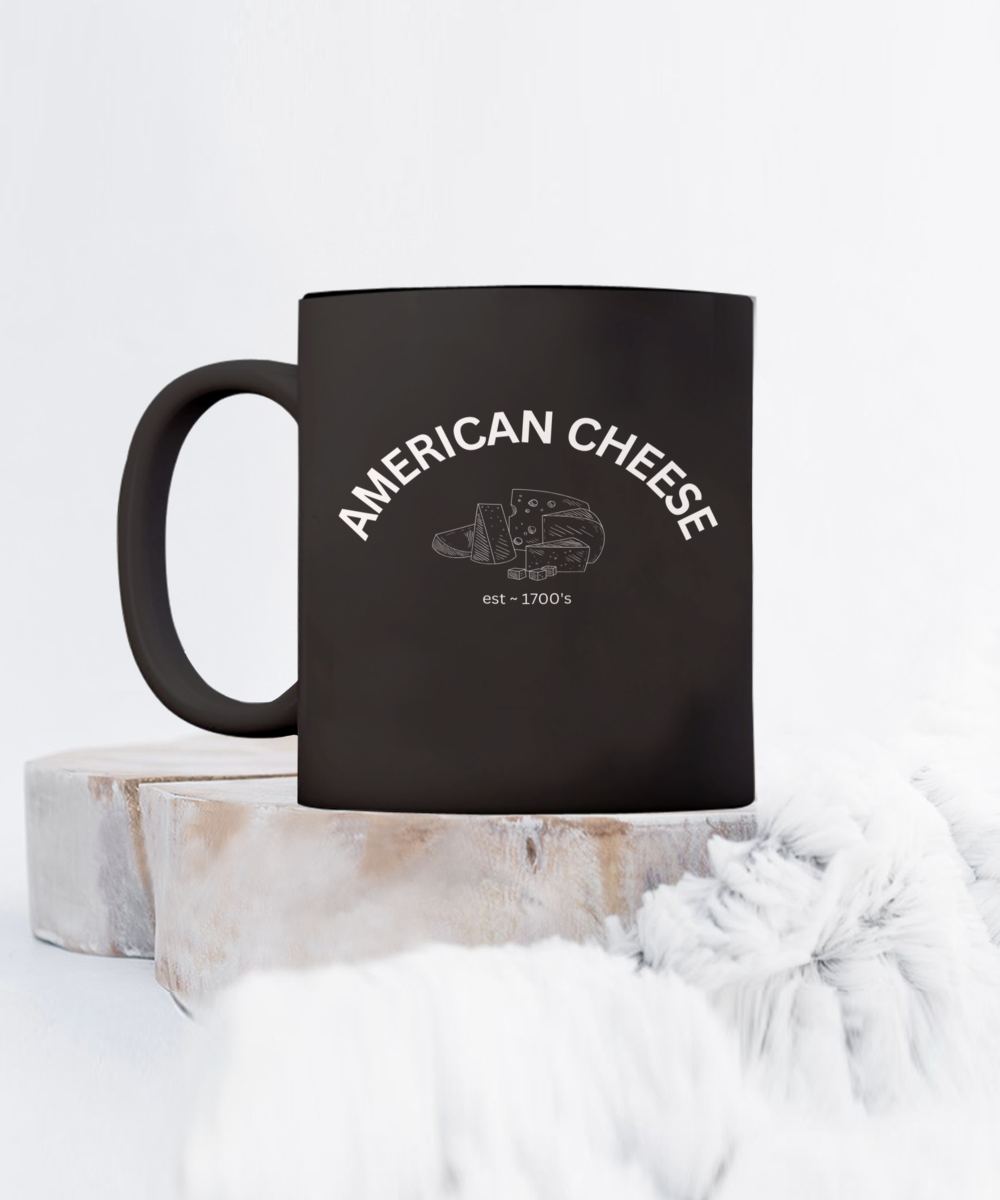 "American Cheese" Mug Black/White Available In 2 Sizes