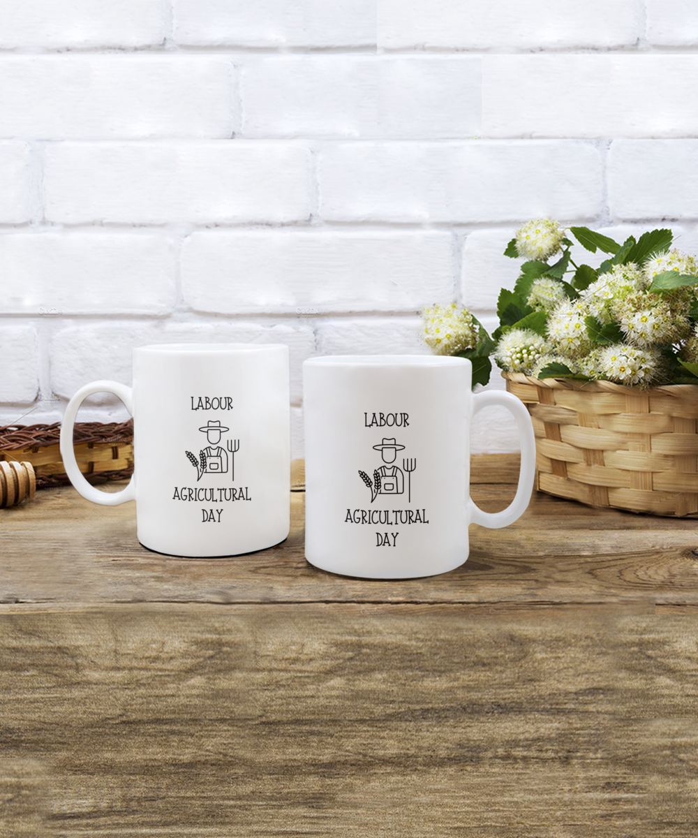 Cute Labour and Agricultural Day Mug to Celebrate our Farmers White/Black Available In 2 Sizes